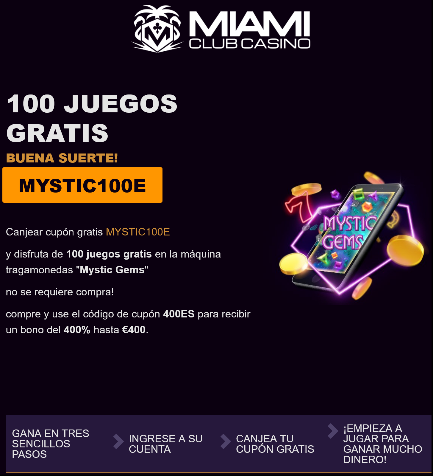 Miami
                                                          Club ES 100
                                                          Free Spins
                                                          (Spain)